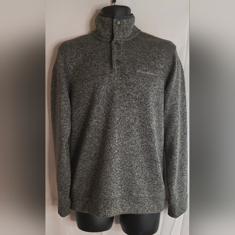Eddie Bauer Men’s Snap Placket Radiator Fleece Pullover Grey Size Small V-2654